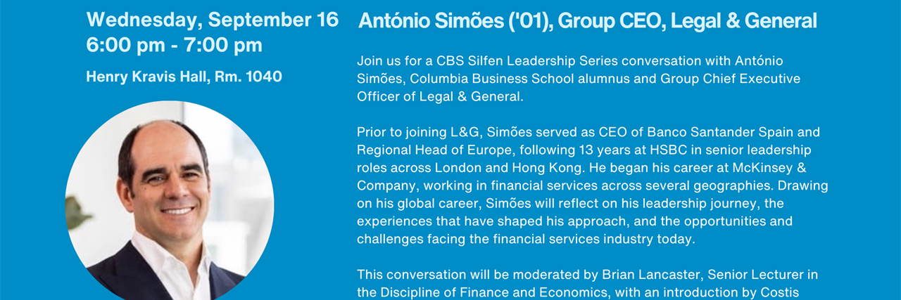 A Conversation with António Simões ('01), Group CEO, Legal & General Group image