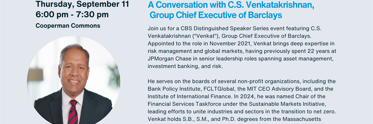 A Conversation with C.S. Venkatakrishnan, Group Chief Executive of Barclays image