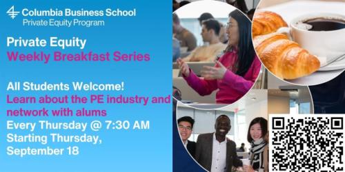 Thursday, October 2, 2025 PE Program Breakfast Series - Guest Mark Hallock `82, M2O PE Program Breakfast Series - Guest Mark Hallock `82, M2O image