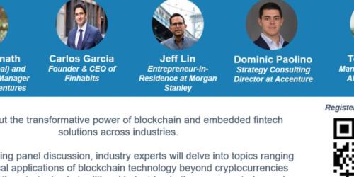 Thursday, April 11, 2024 Applications of Embedded Fintech and Blockchain - A Discussion With Industry Leaders Applications of Embedded Fintech and Blockchain - A Discussion With Industry Leaders image
