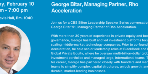 Tuesday, February 10, 2026 A Conversation with George Bitar '91, Managing Partner, Rho Acceleration (PPIL) A Conversation with George Bitar '91, Managing Partner, Rho Acceleration (PPIL) image