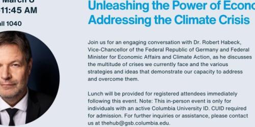 Friday, March 8, 2024 Unleashing the Power of Economy: Addressing the Climate Crisis Unleashing the Power of Economy: Addressing the Climate Crisis image